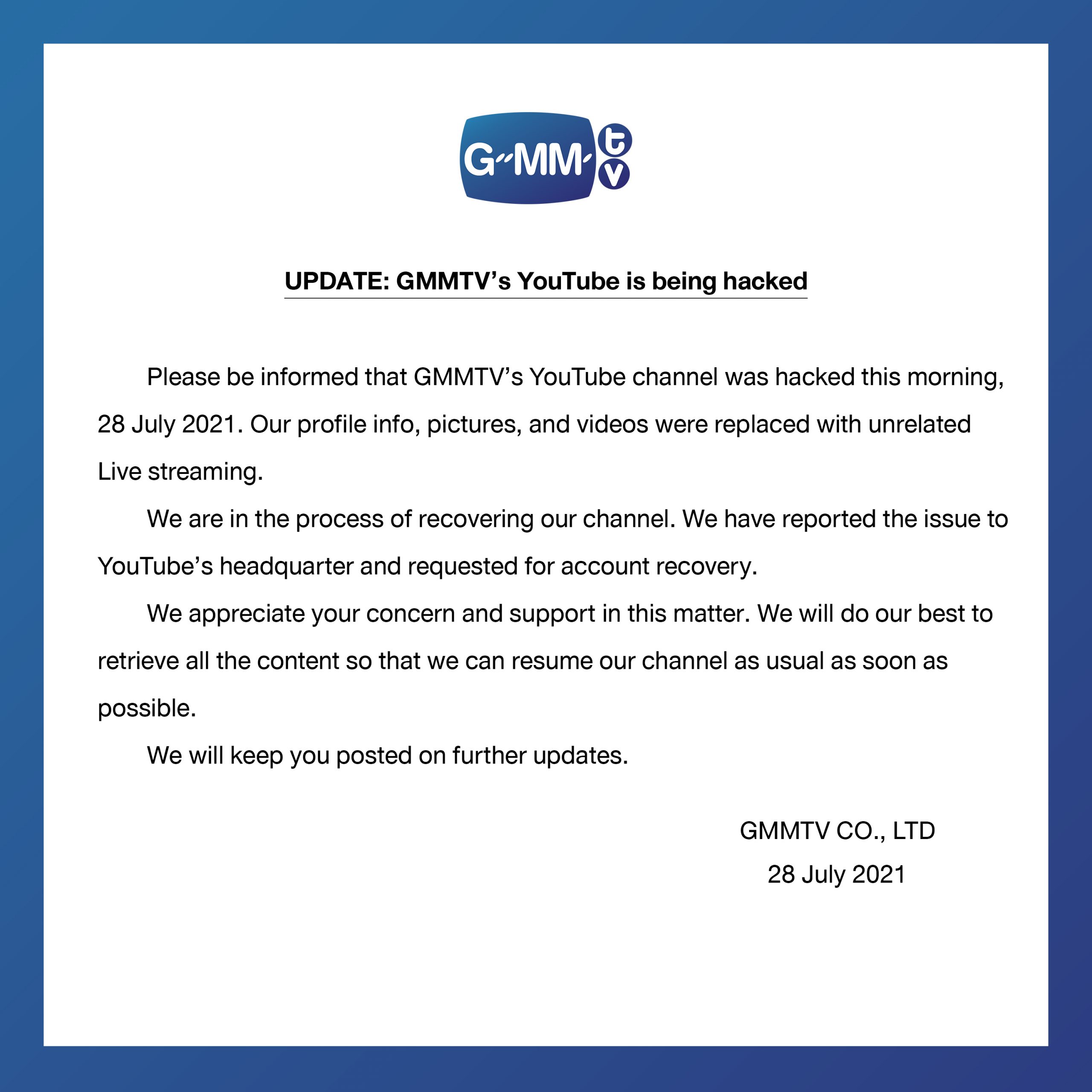 E7Wxo0RVoAEuxz6 scaled - Channel Youtube GMMTV Diretas, Beginilah Penjelasan dari pihak GMM E7Wxo0RVoAEuxz6 scaled