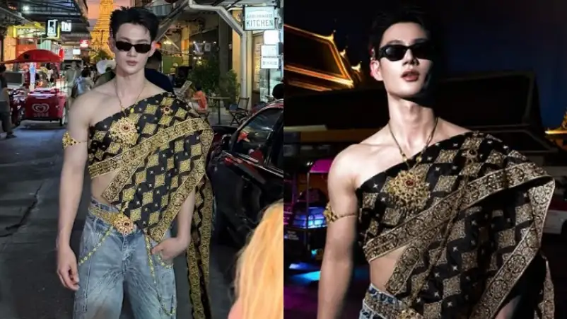 Pavel Naret Ikuti Tren Fashion Perpaduan Celana Jeans dan Selendang Tradisional Thailand - Thai Actor Pavel Naret Joins Sbai and Jeans Fashion Trend Pavel Naret Ikuti Tren Fashion Perpaduan Celana Jeans dan Selendang Tradisional Thailand