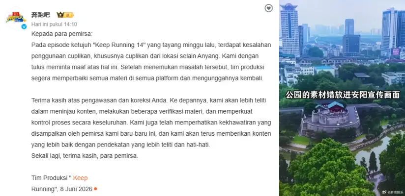 Program Tiongkok Keep Running Minta Maaf